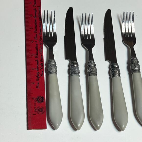 Pioneer Woman Cowgirl Lace pearl gray 3 pc set Flatware 3 forks 3 knives ONLY DC - Picture 3 of 16